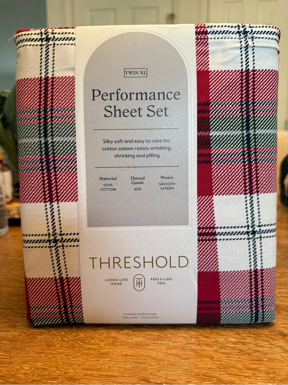 Threshold Red and White Plaid Performance Sheet Set